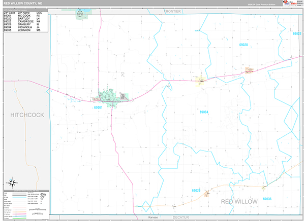 Red Willow County, NE Zip Code Map